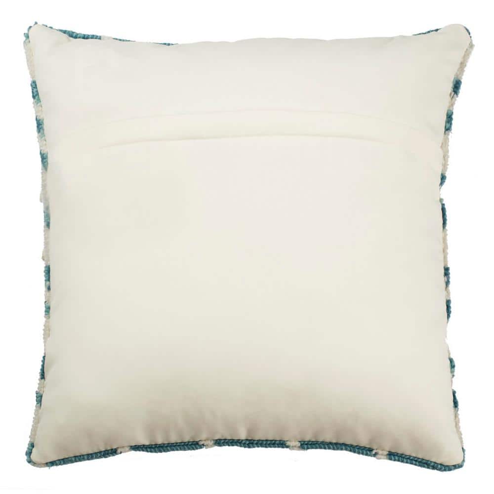 Hanne 20" White and Blue Houndstooth Pillow