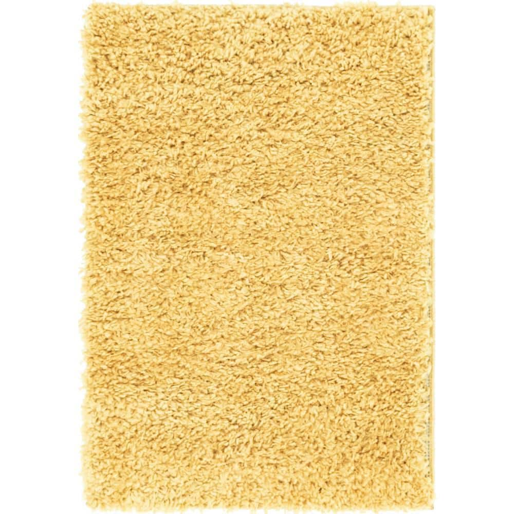 Unique Loom Davos Shag Sunglow Yellow 2 ft. x 3 ft. Accent Rug 3146059 ...