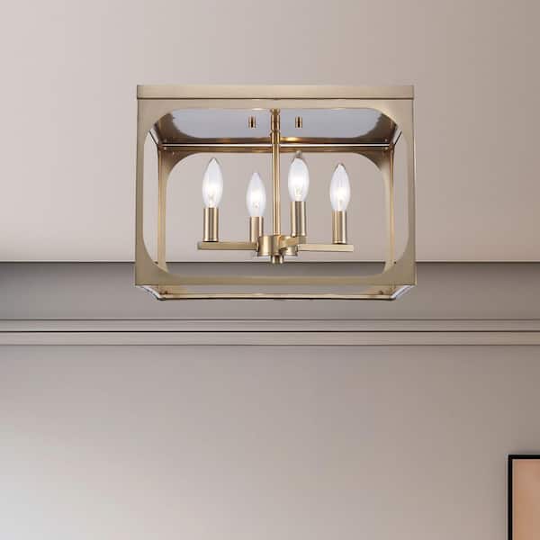 Bel Air Lighting Ruby Ridge 15 in. 4-Light Gold Flush Mount Ceiling Light with Metal Shade