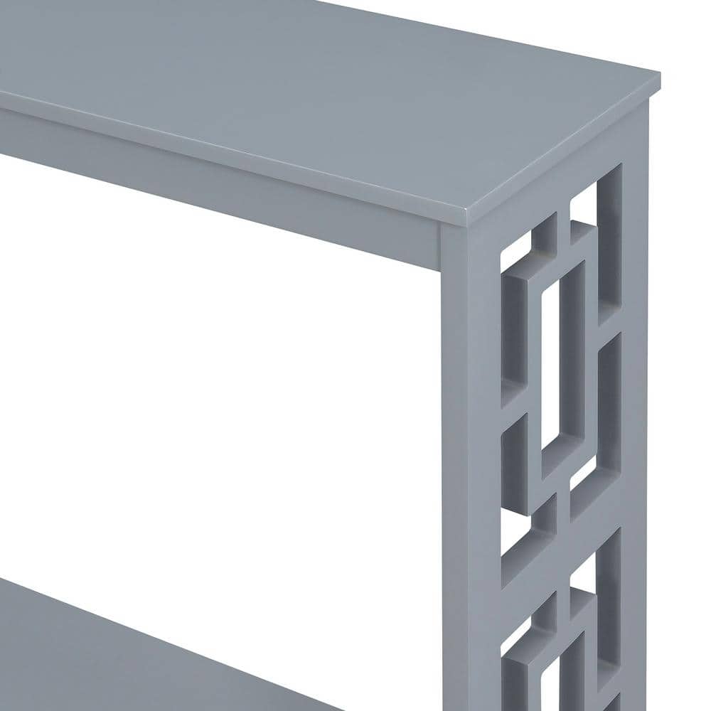 Gray MDF Console Table with Shelf and Asian-Inspired Design