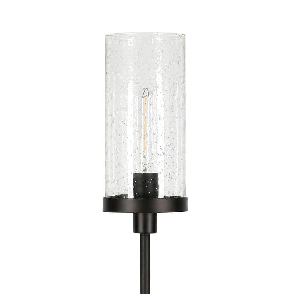 Frieda Blackened Bronze Floor Lamp with Seeded Glass Shade
