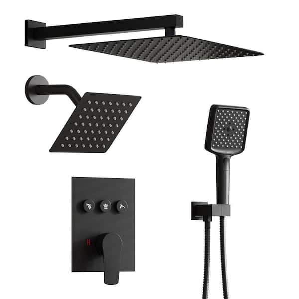 Dimakai 3-Spray Wall Mount Dual Fixed and Handheld Shower Head 1.8 GPM ...
