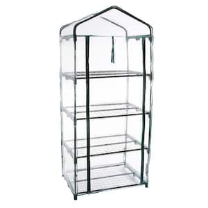 Backyard Expressions 27 in. x 19 in. x 62 in. Portable Mini 4 Tier Greenhouse with Cover