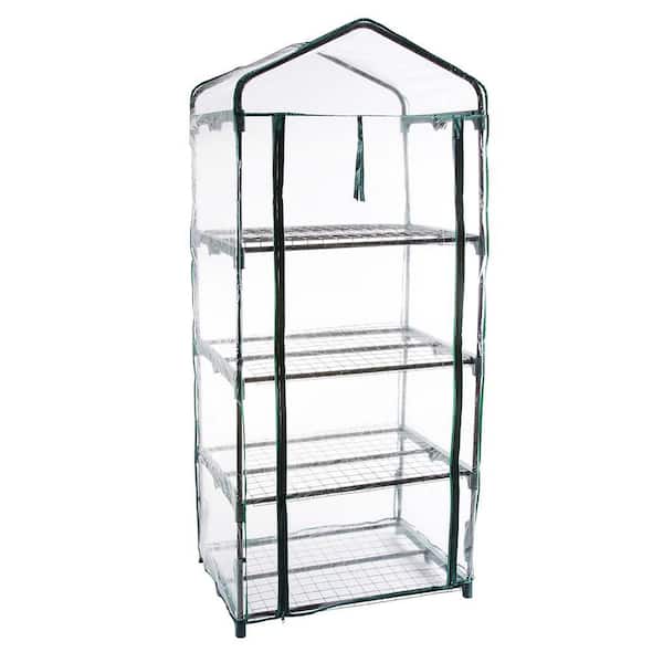 BACKYARD EXPRESSIONS PATIO · HOME · GARDEN Backyard Expressions 27 in. x 19 in. x 62 in. Portable Mini 4 Tier Greenhouse with Cover
