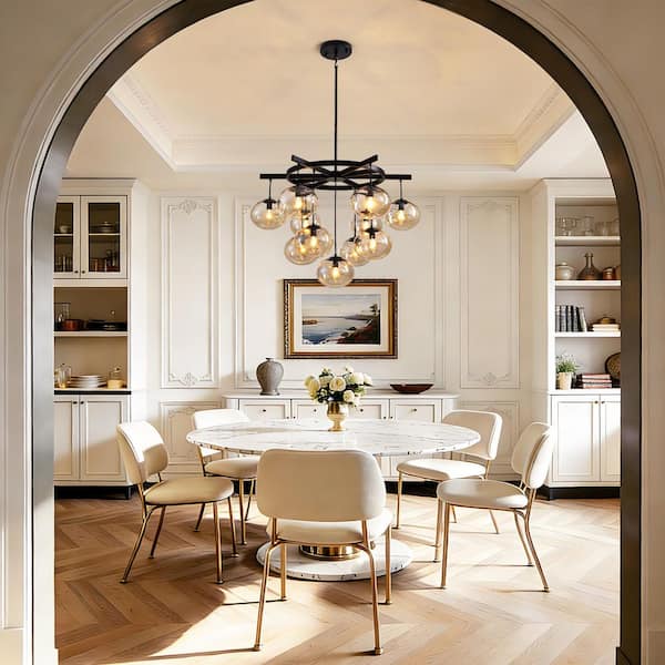 11-Light Dimmable Sputnik Black Modern Bubble Cluster Molecular Chandelier with Shades for Living Room Kitchen Island