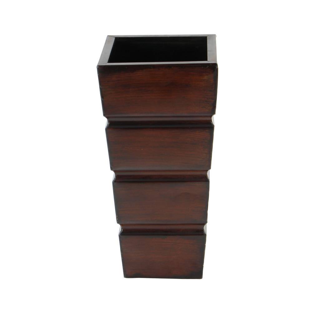 Set of 3 Brown Metal Rectangular Planters with Tapered Base