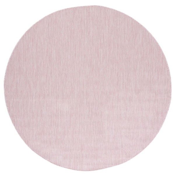 Courtyard Soft Pink 7 ft. x 7 ft. Dotted Diamond Indoor/Outdoor Round Area Rug