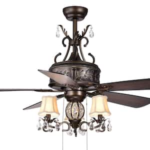 Firtha 52 in. Indoor Bronze Finish Pull Chain Ceiling Fan with Light Kit