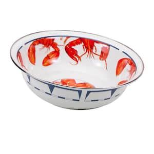 13.5 in. 128 fl. oz. Lobster Enamelware Round Serving Bowl