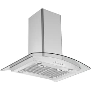 30 in. 450 CFM Convertible Island Glass Canopy Range Hood in Stainless Steel with Night Light Feature