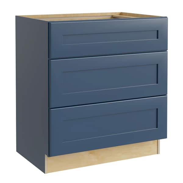 Home Decorators Collection Newport 30 in. W x 24 in. D x 34.5 in. H Assembled Plywood Cooktop Base Kitchen Cabinet in Mythic Blue with Soft Close