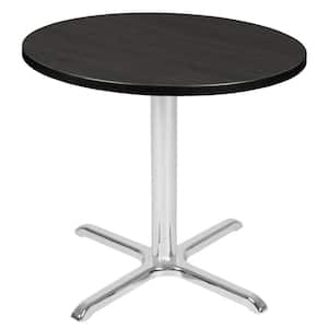 Eiss 32 in. Round Ash Grey and Chrome Composite Wood X-Base Table (Seats 4)