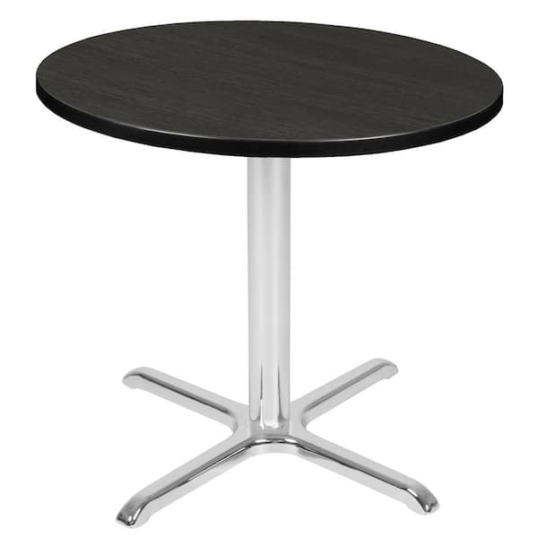 Regency Eiss 32 in. Round Ash Grey and Chrome Composite Wood X-Base Table (Seats 4)