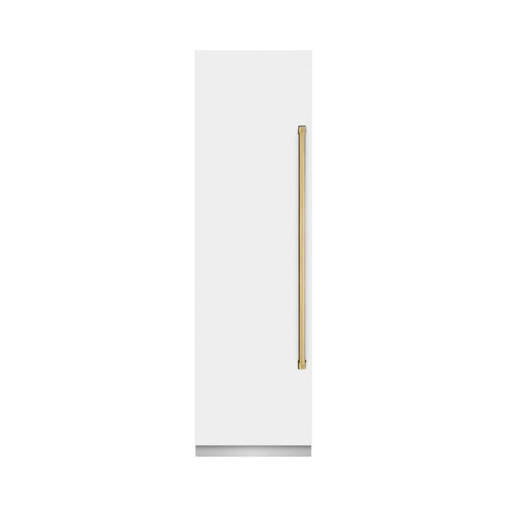 24 in. 12.4 cu. ft. Upright Column Freezer in White Matte with Graphite Gray Interior and Polished Gold Accents