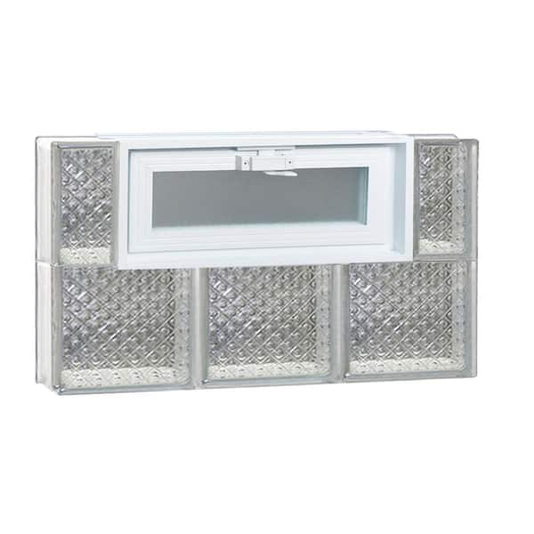 Clearly Secure 23.25 in. x 15.5 in. x 3.125 in. Frameless Vented Diamond Pattern Glass Block Window