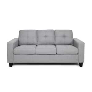 Bowden 76 in. Grey Solid Fabric 3-Seats Lawson Sofa with Removable Cushions