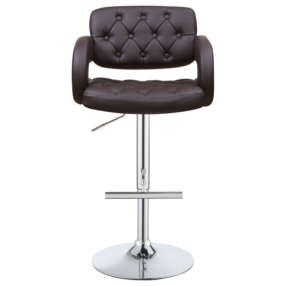 Brandi Contemporary Adjustable Brown Leatherette Bar Stool