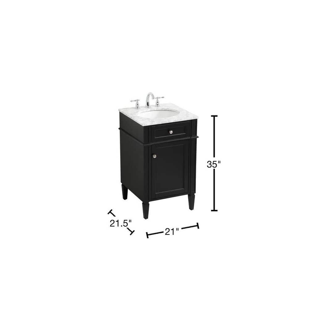 Black Marble Top Single Sink Vanity with Porcelain Basin