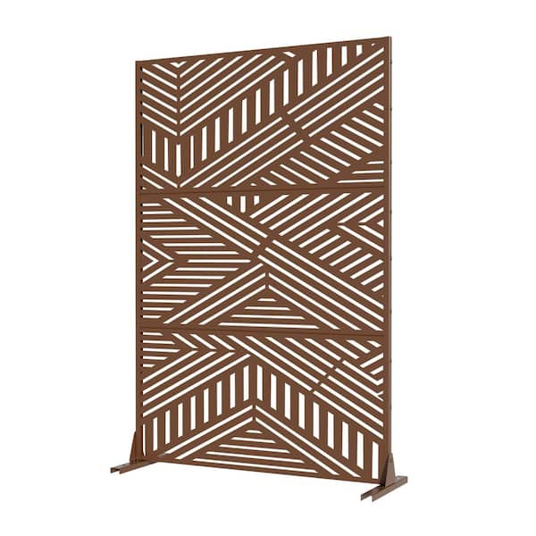 Dovelina Ivan 72 in. Galvanized Steel Garden Fence Outdoor Privacy Screen Garden Screen Panels in Brown