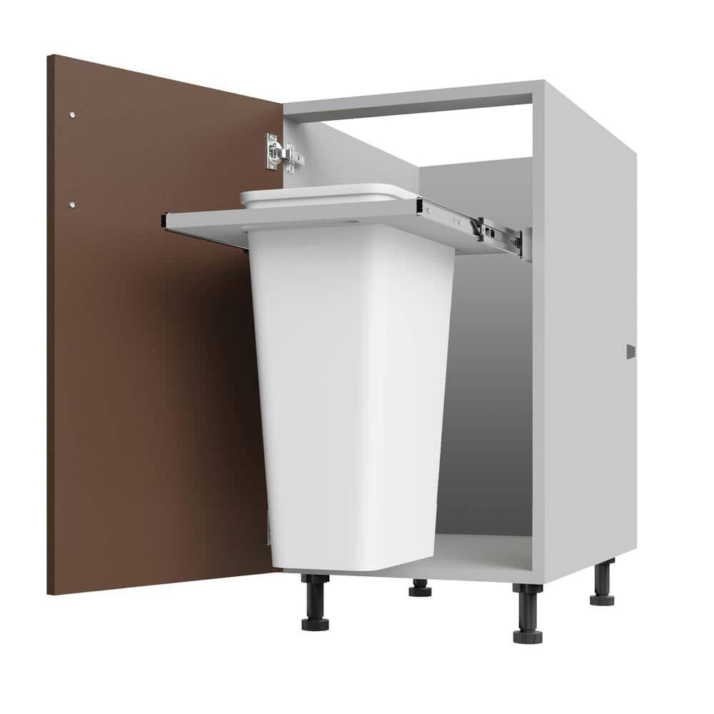 WeatherStrong Miami Dock Brown Matte 18 in. x 34.5 in. x 27 in. Flat Panel Stock Assembled Base Kitchen Cabinet Full Height Trash Can -  IB1827FHLTC-MDB