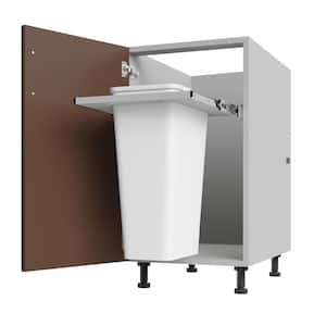 Miami Dock Brown Matte 18 in. x 34.5 in. x 27 in. Flat Panel Stock Assembled Base Kitchen Cabinet Full Height Trash Can