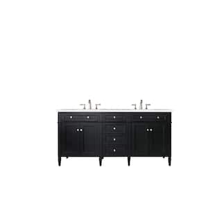 Brittany 72 in. W x 23.5 in. D x 34 in. H Bath Vanity in Black Onyx with Eternal Serena Quartz Top