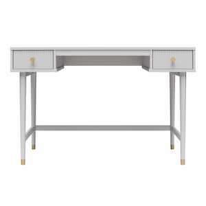 Elizabeth, 47.25 in, Rectangular Dove Gray Engineered Wood, Desk with 2 drawers