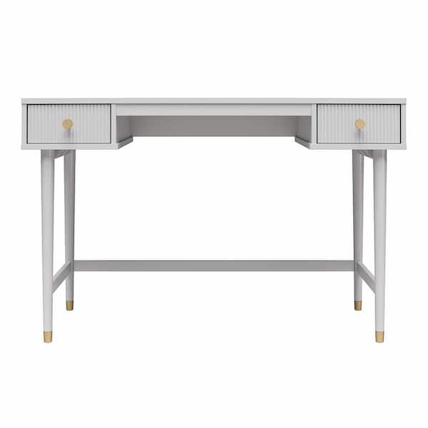 CosmoLiving by Cosmopolitan Elizabeth, 47.25 in, Rectangular Dove Gray Engineered Wood, Desk with 2 drawers