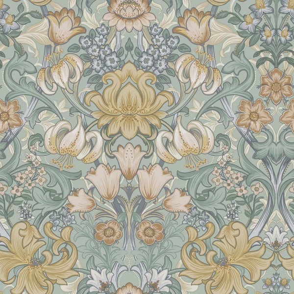 Fleurmont Floral Tapestry Aqua Non-Pasted Wallpaper (Covers 56 sq. ft.)