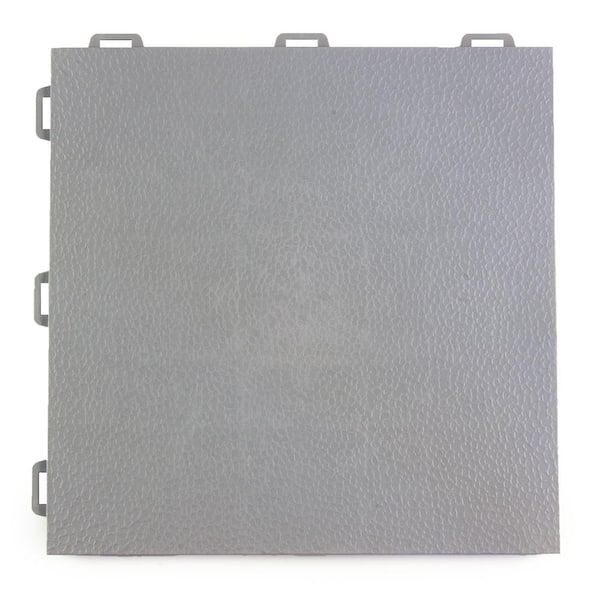 Greatmats StayLock Orange Peel Top Gray 12 in. x 12 in. x 0.56 in. PVC Plastic Interlocking Basement Floor Tile (Case of 26)