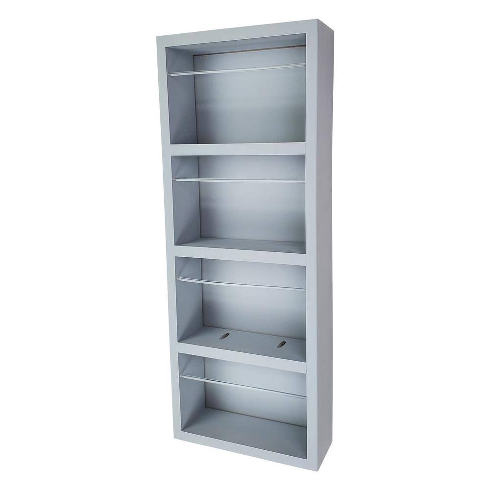 Gray Wooden Wall-Mounted Spice Rack with Acrylic Dowels