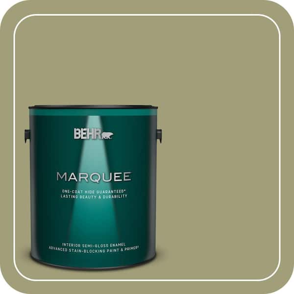 BEHR MARQUEE 1 gal. #MQ6-57 Bermuda Grass One-Coat Hide Semi-Gloss Enamel Interior Paint & Primer