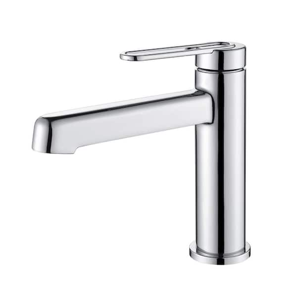 Single Handle Copper Single Hole Bathroom Faucet 1.32 GPM in Chrome