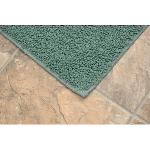 Classic Cotton Sea Foam Green 30 in. x 50 in. Rectangle Washable Bath Rug