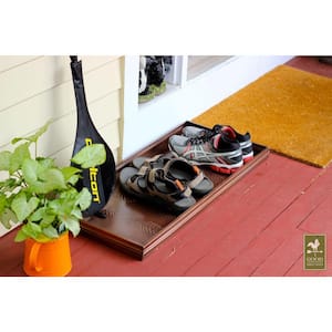34.5 in. x 14.5 in. Pine Cones Multi-Purpose Copper Finish Boot Tray for Boots, Shoes, Plants, Pet Bowls, and More