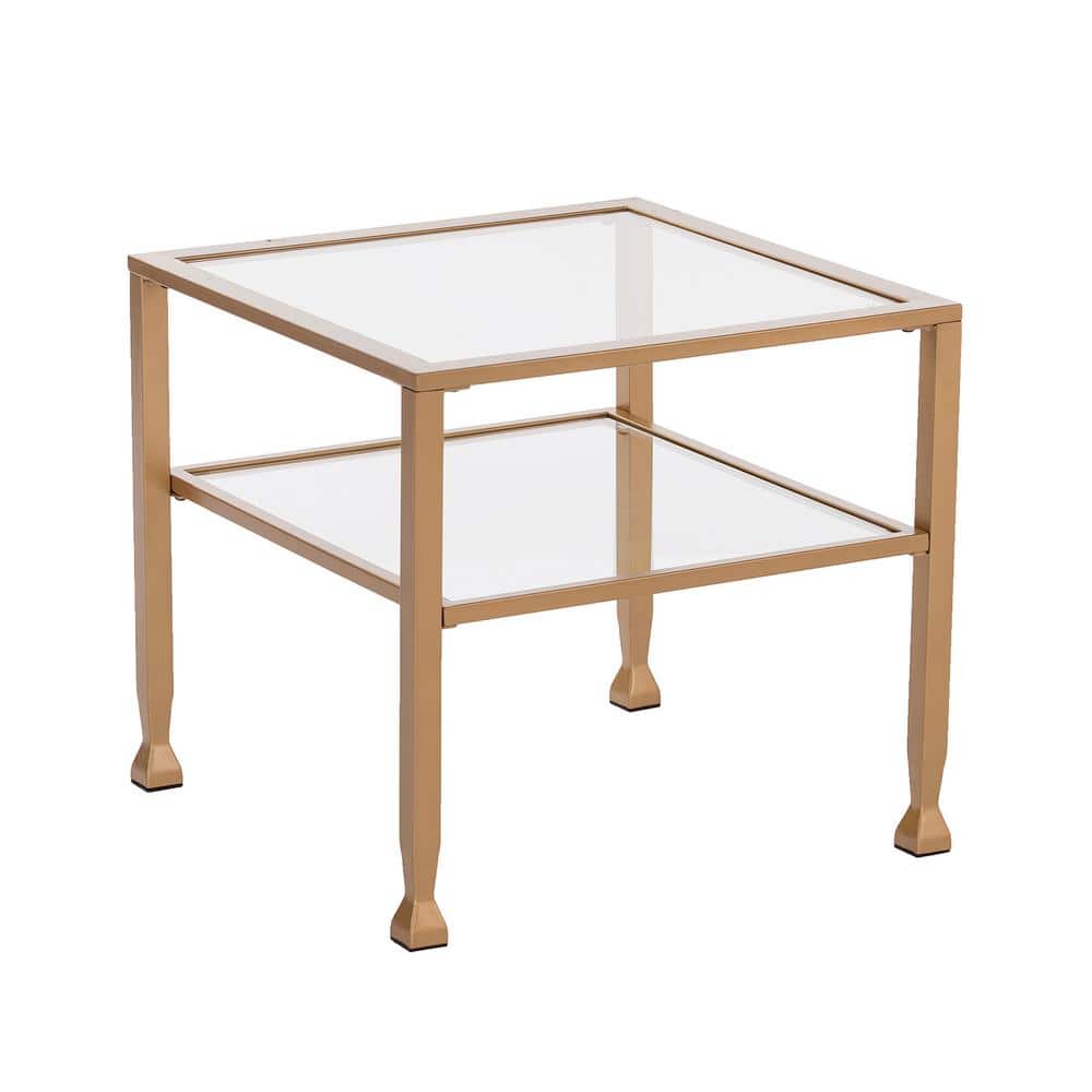 SEI FURNITURE Paxton 20.5 in. Gold Square Glass Coffee Table HD475448
