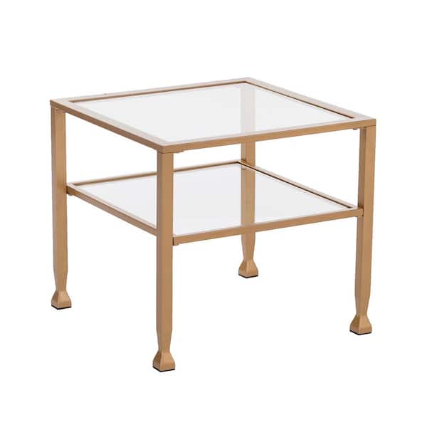 SEI FURNITURE Paxton 20.5 in. Gold Square Glass Coffee Table