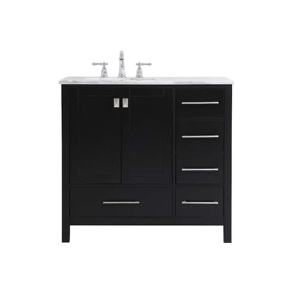 Unbranded Timeless Home 36 in. W x 22 in. D x 34 in. H Single Bathroom Vanity in Black with Carrara White Marble and White Basin