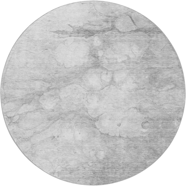 Dream Shag Premium Machine Washable Abstract ADS699 Silver 2 ft. x 7 ft. Runner Rug