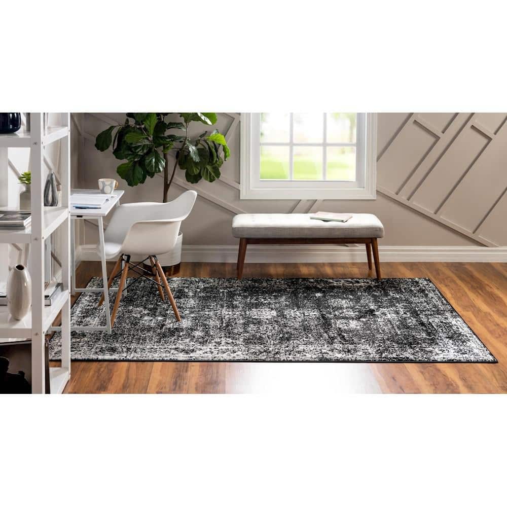 Casino Sofia 9' x 12' Black Rectangular Indoor Area Rug