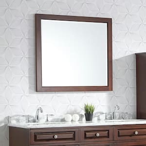 33 in. W x 36 in. H Rectangular Framed Wall Mount Bathroom Vanity Mirror in Cocoa