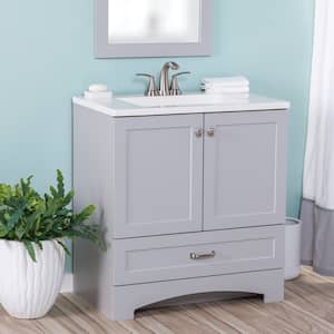 Lancaster 31 in. Single Sink Pearl Gray Bath Vanity with White Cultured Marble Top (Assembled)
