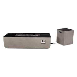 Adio 16 in. x 20 in. Rectangular Concrete Propane Fire Pit in Light Grey with Tank Holder