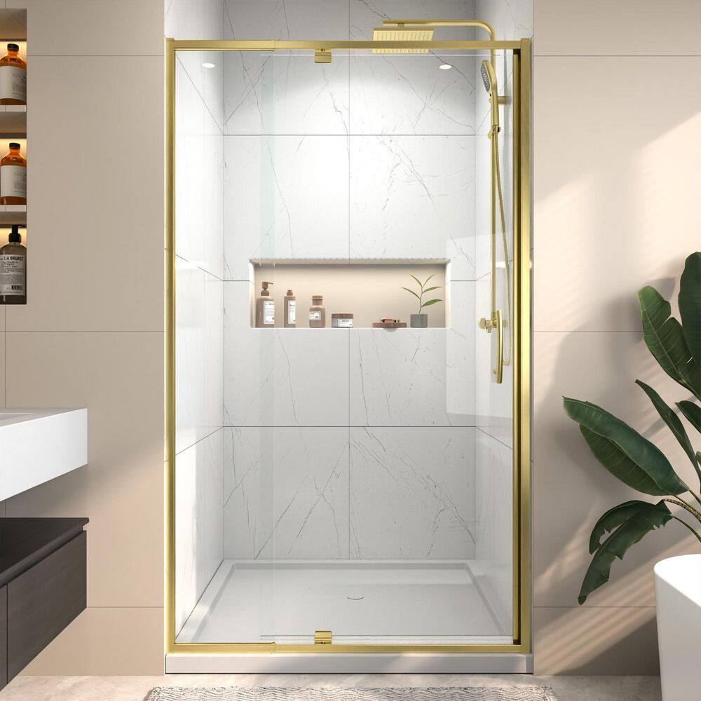 Victoria 38-42 in. W x 71 in. H Pivot Swing Framed Shower Door in Brushed Gold with Clear SGCC Tempered Glass price history on PriceWatchPro