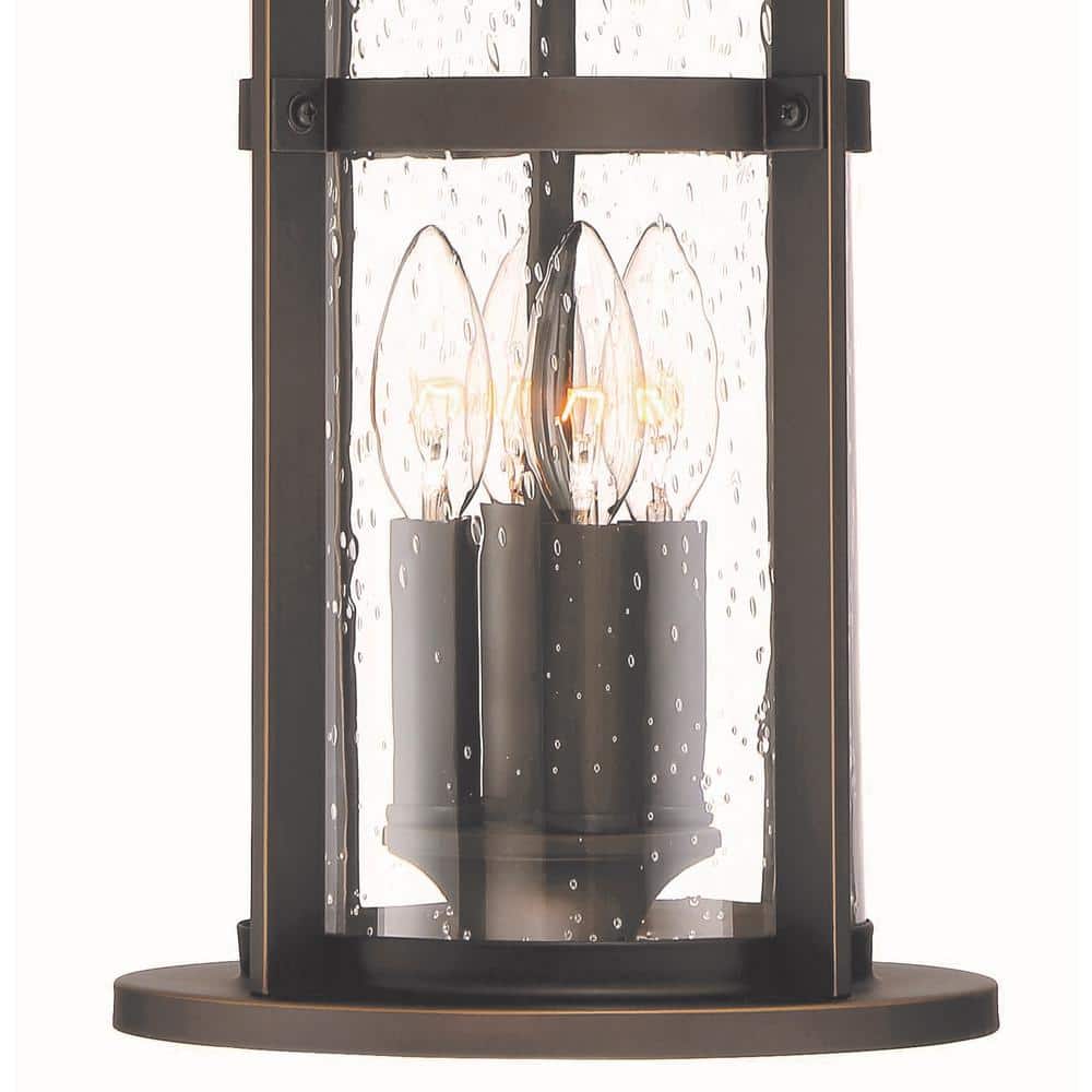 Oil Rubbed Bronze Outdoor Hanging Light with Clear Seeded Glass