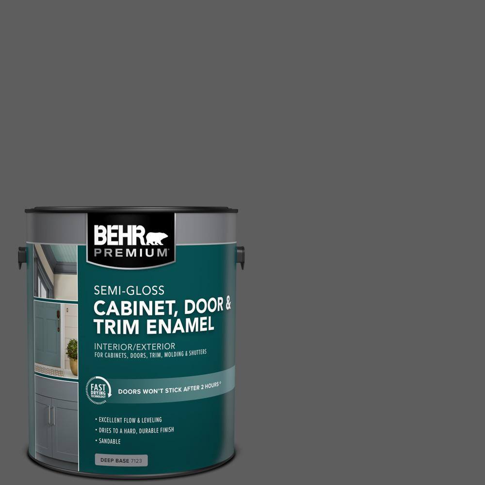 BEHR PREMIUM 1 gal. N5206 Asphalt Gray SemiGloss Enamel Interior