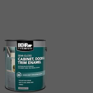 1 gal. #N520-6 Asphalt Gray Semi-Gloss Enamel Interior/Exterior Cabinet, Door & Trim Paint