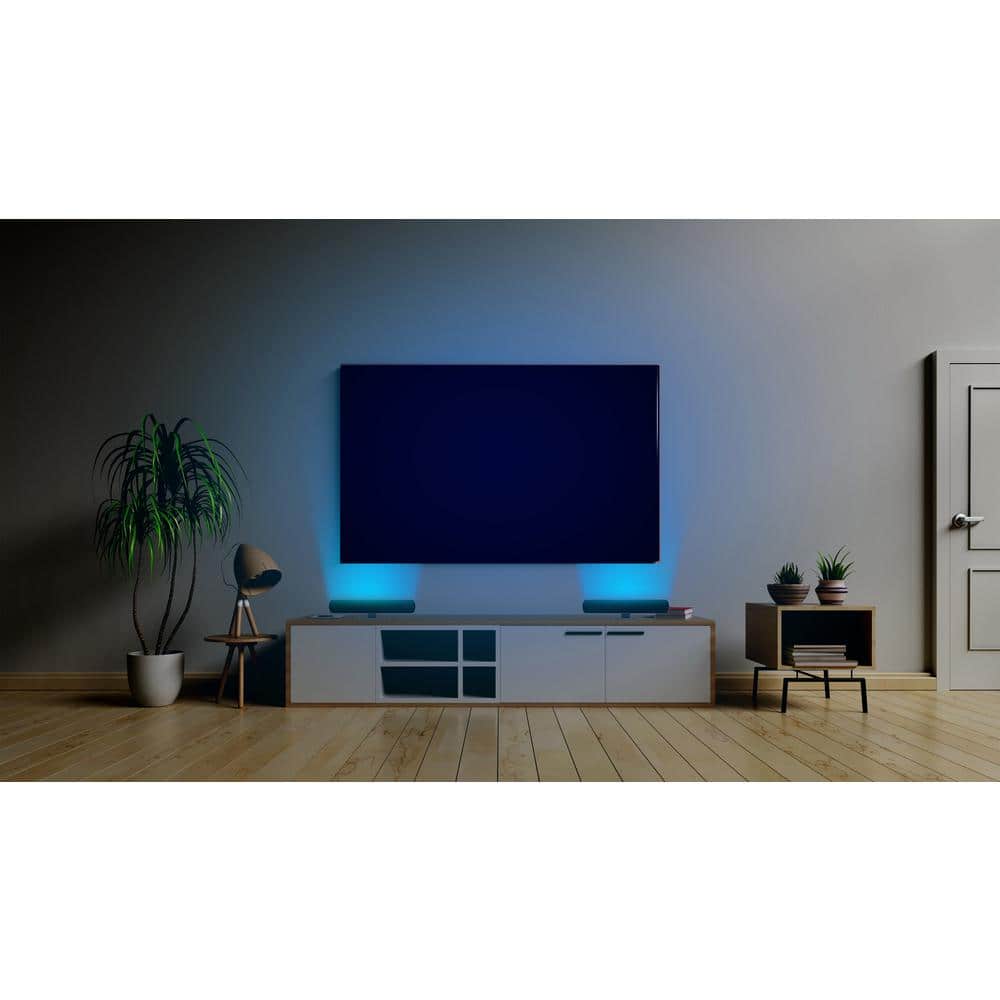 Black and Multicolor LED Light Bar Pair with Remote