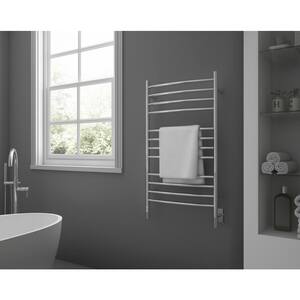 Lustra OBT 12-Bar Hardwired and Plug-in Electric Towel Warmer with Integrated Timer in Polished Stainless Steel