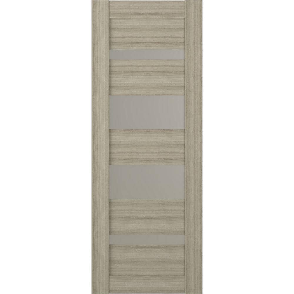 Mirella 32 in. x 84 in. No Bore 5-Lite Solid Core Frosted Glass Shambor Finished Wood Composite Interior Door Slab price history on PriceWatchPro